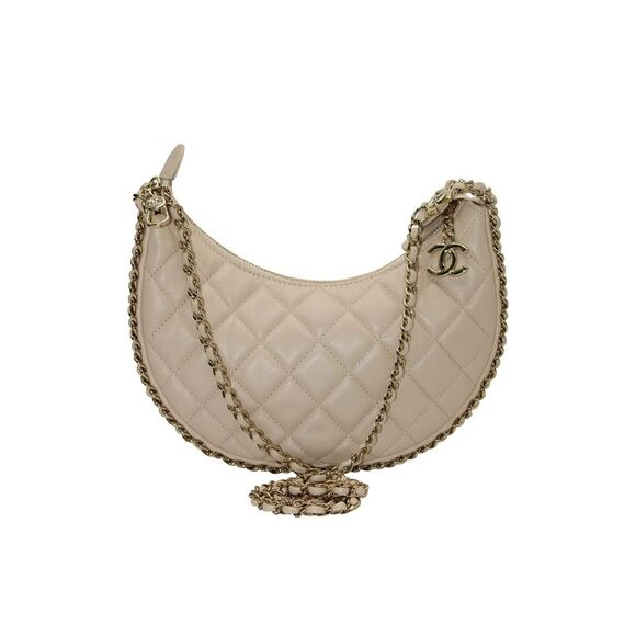 Chanel Moon Small Hobo Bag in Beige Leather - Picture 1 of 10